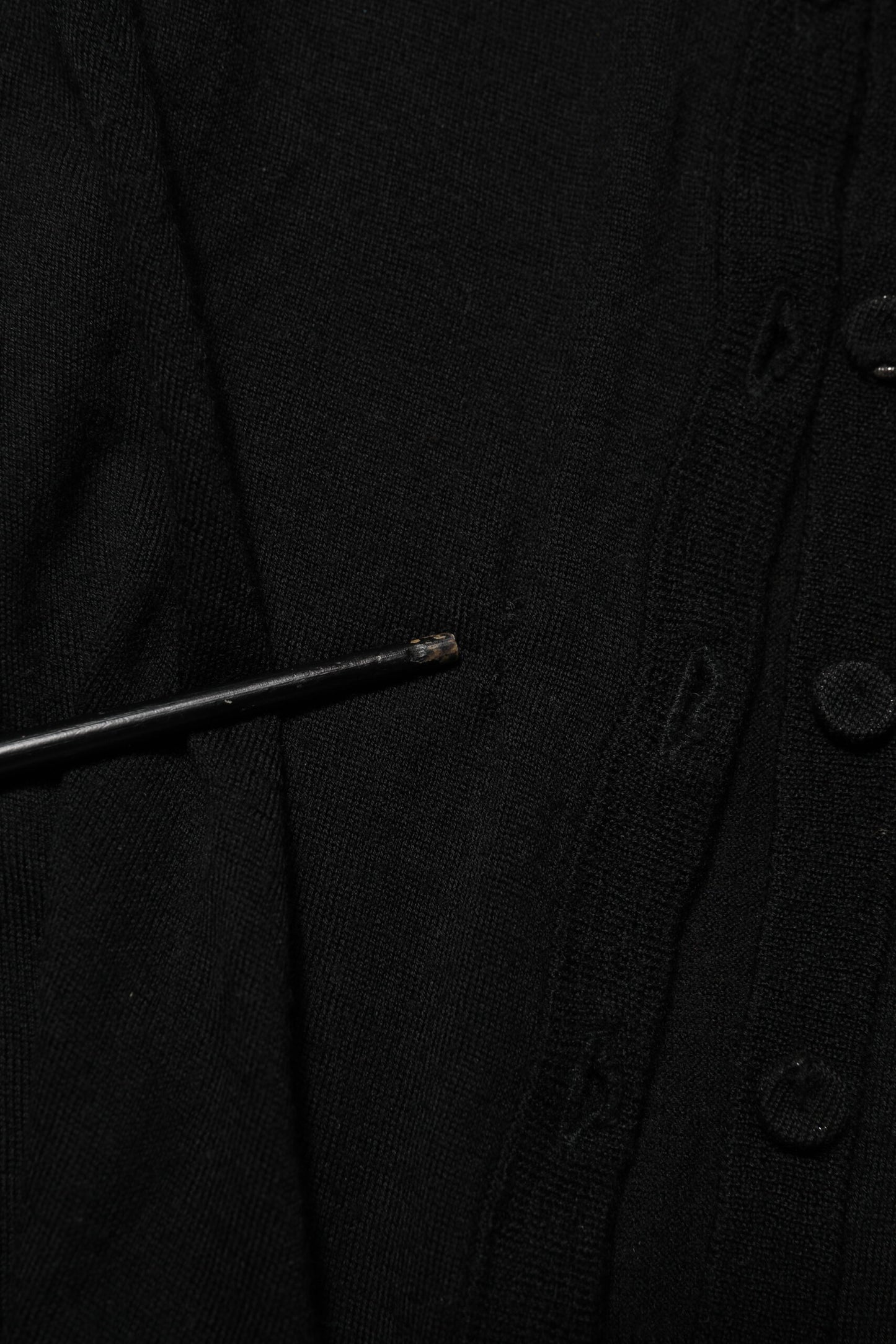 Black Virgin Wool Buttoned Cardigan Sweater