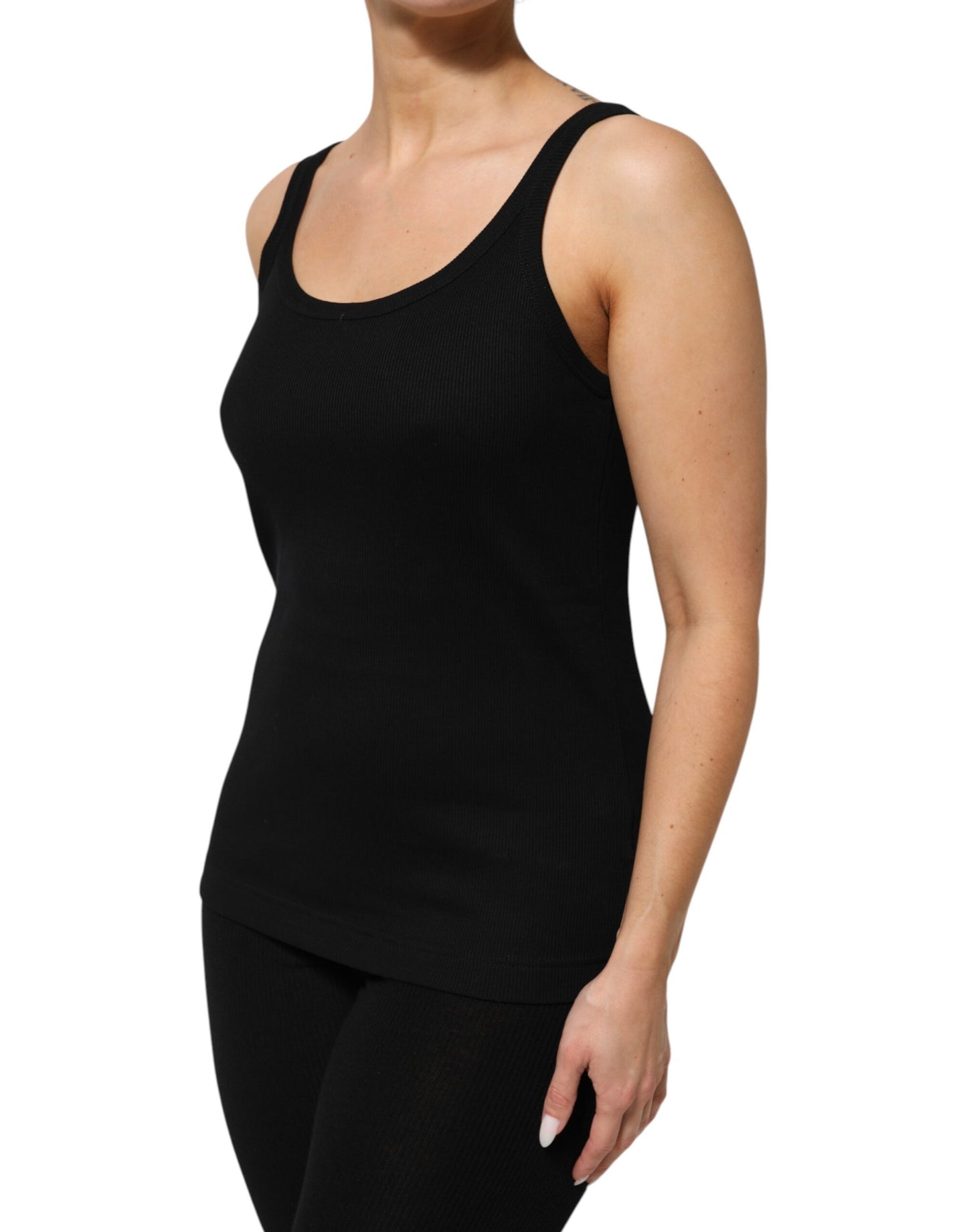 Black Cotton Sleeveless Women Tank Top