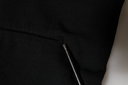 Black Viscose Turtle Neck Crop Pullover Top