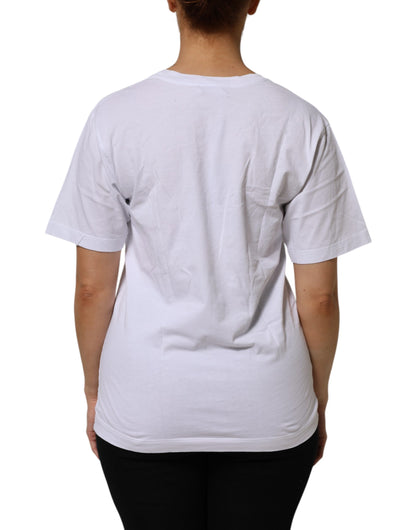 White Cotton V-Neck Short Sleeves T-Shirt