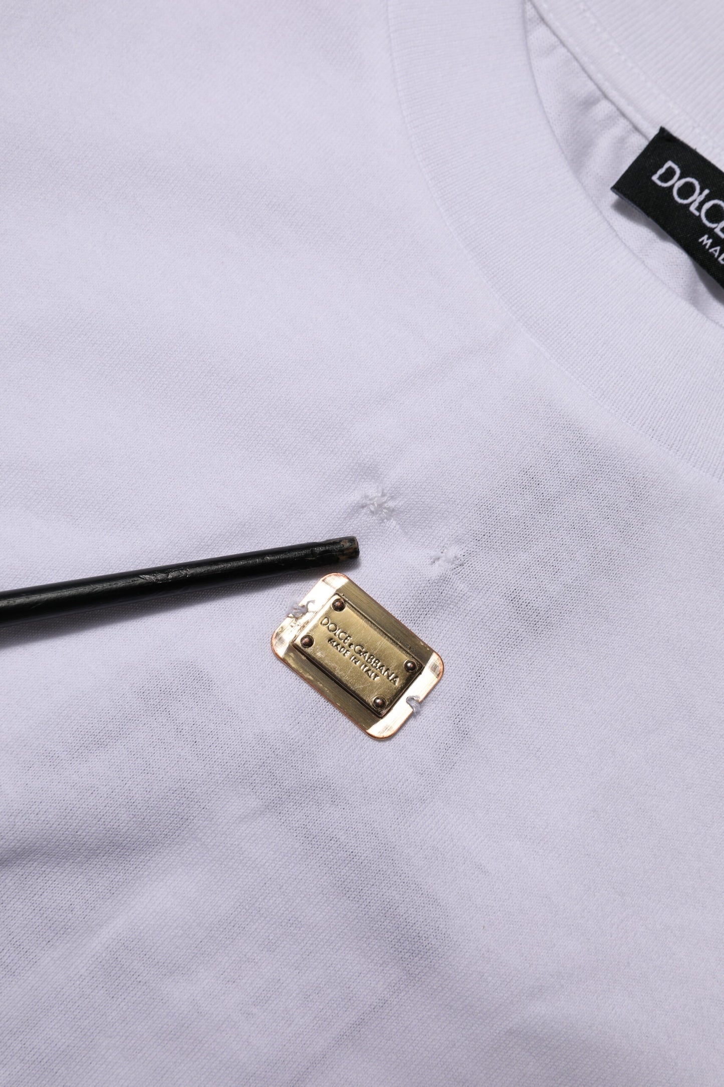 T-Shirt White Cotton Round Neck Short Sleeves I