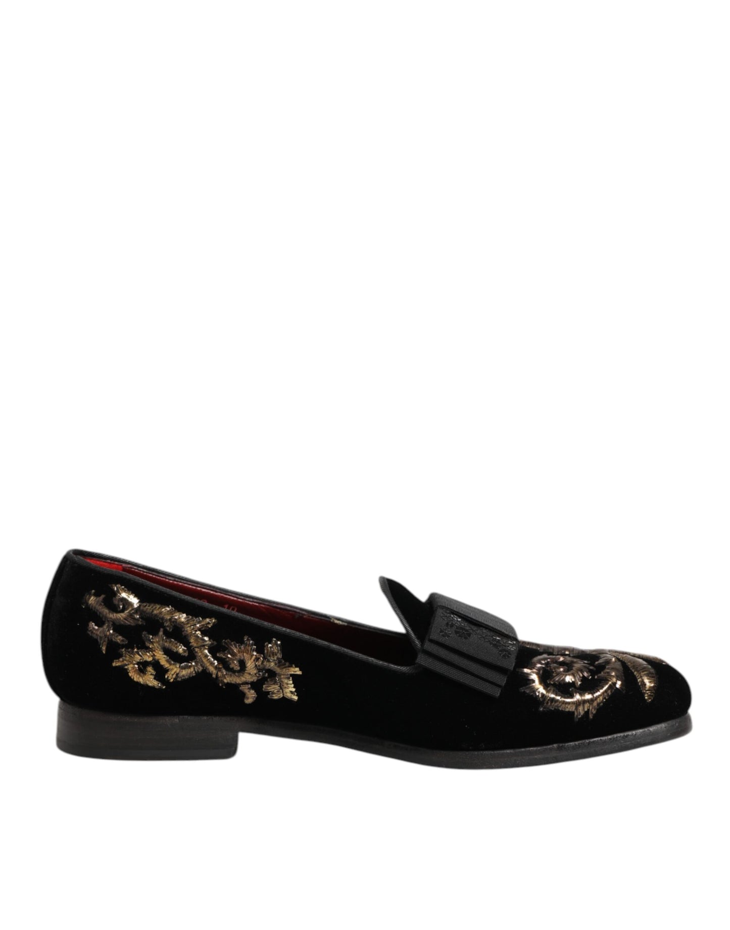 Black Velvet Embroidery Formal Loafers Shoes
