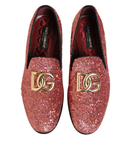 Pink Sequined Loafers Formal Dress Men Shoes