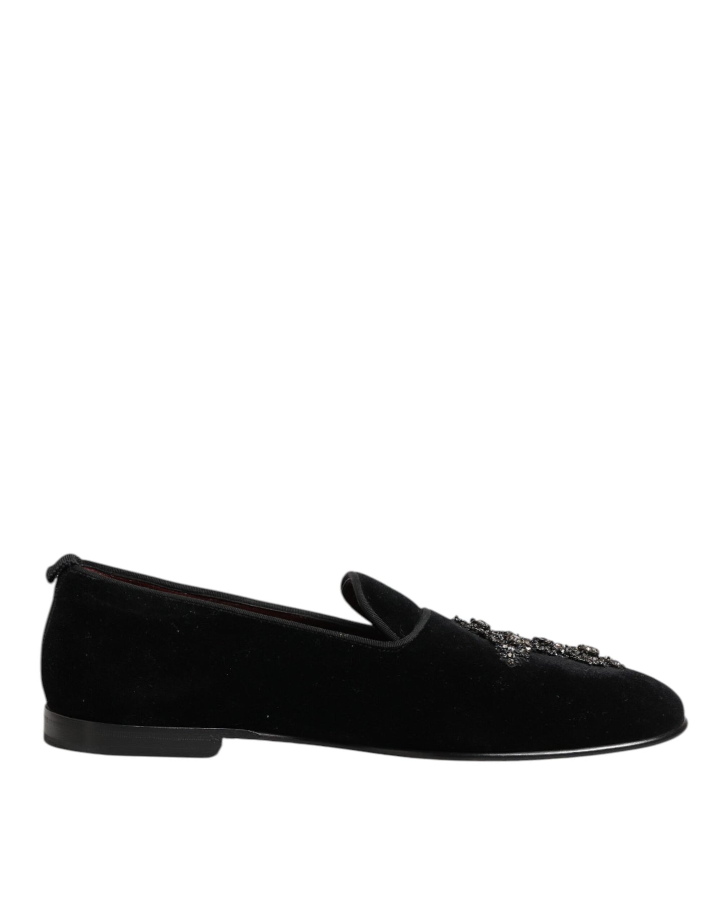 Black Cross Embellished Slip On Loafers Dress Shoes