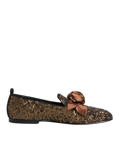 Gold Sequined Slip On Loafers Men Dress Shoes