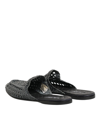 Blue Woven Slides MULES Men Sandals Shoes