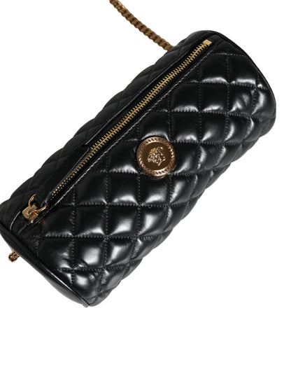 Black Mini Quilted Lambskin Leather Crossbody Sling Borse Bag