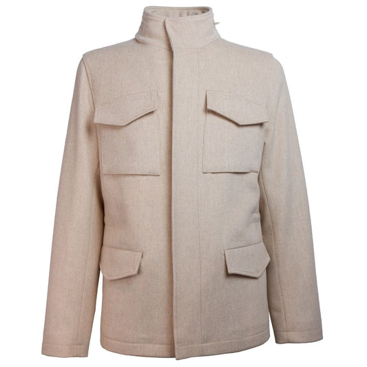 Beige Wool Men Jacket