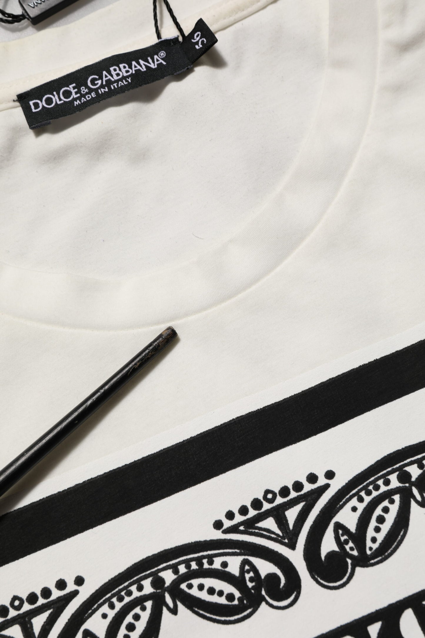 White Cotton Logo Bandana Print Men T-shirt