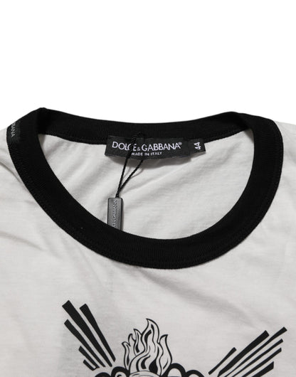 White Sacred Heart Cotton Crew Neck T-shirt