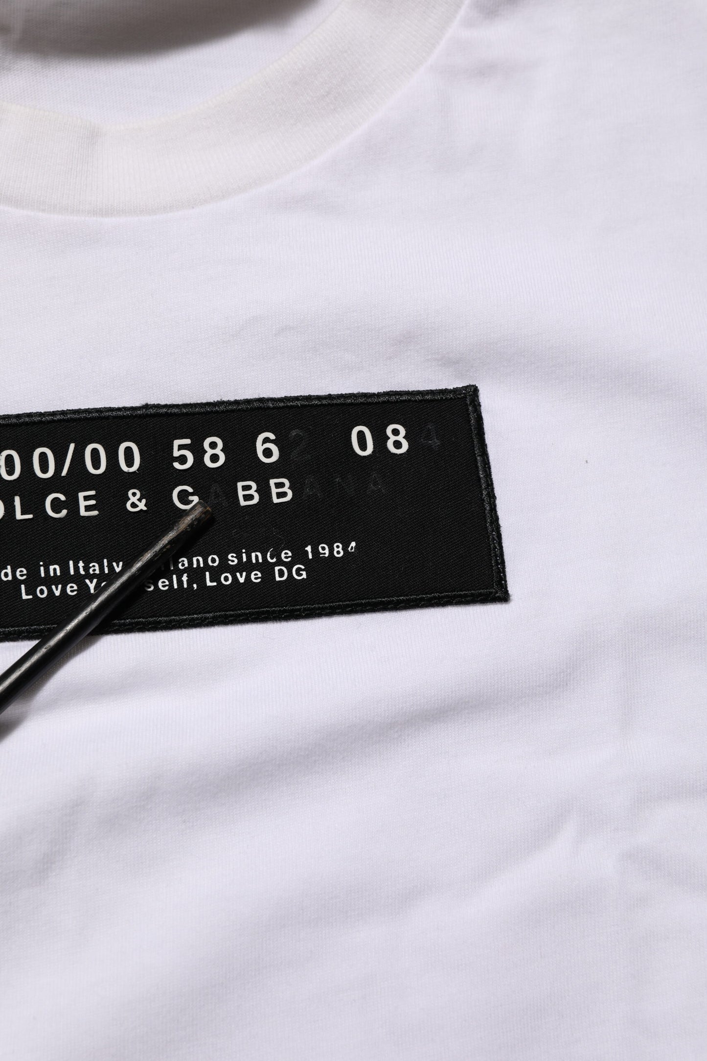 White Cotton Logo Print Crew Neck Men T-shirt