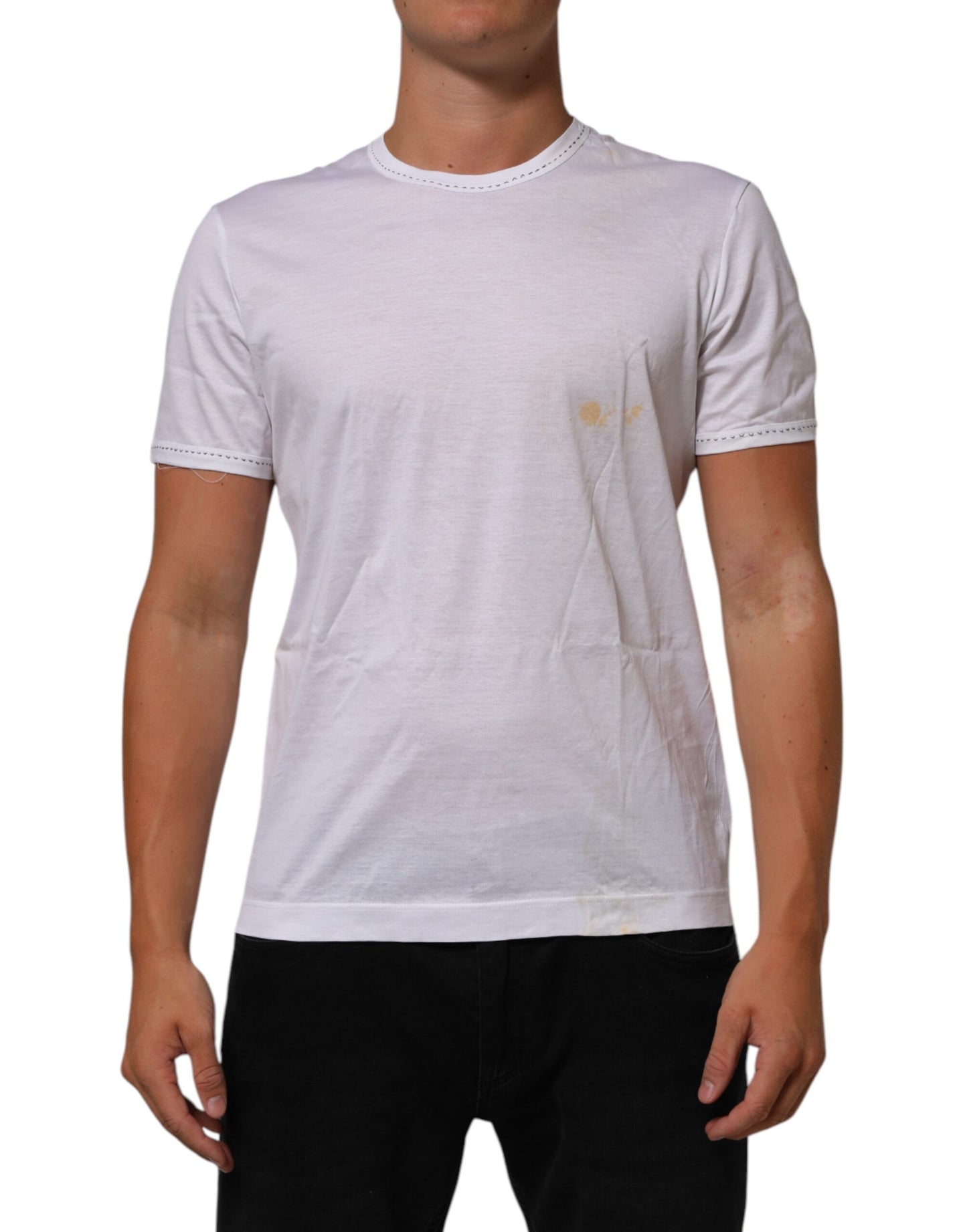 White Cotton Crew Neck Underwear Tee T-shirt