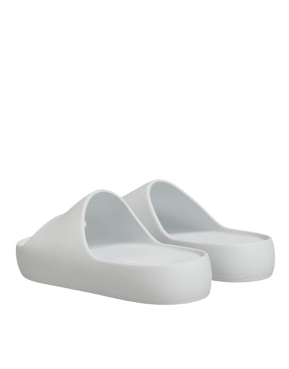 White Logo Slides Sandals Men Beachwear Shoes