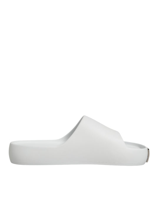 White Logo Slides Sandals Men Beachwear Shoes