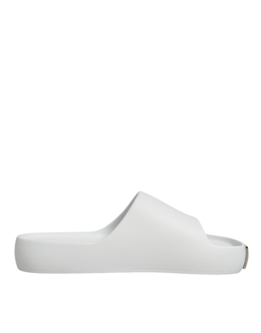 White Logo Slides Sandals Men Beachwear Shoes