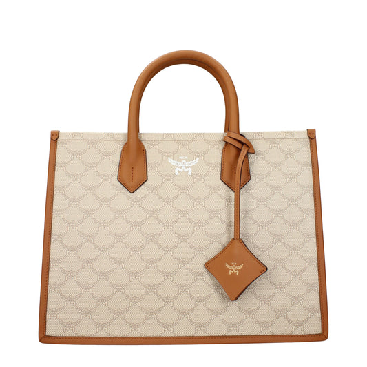 Beige Fabric Handbags