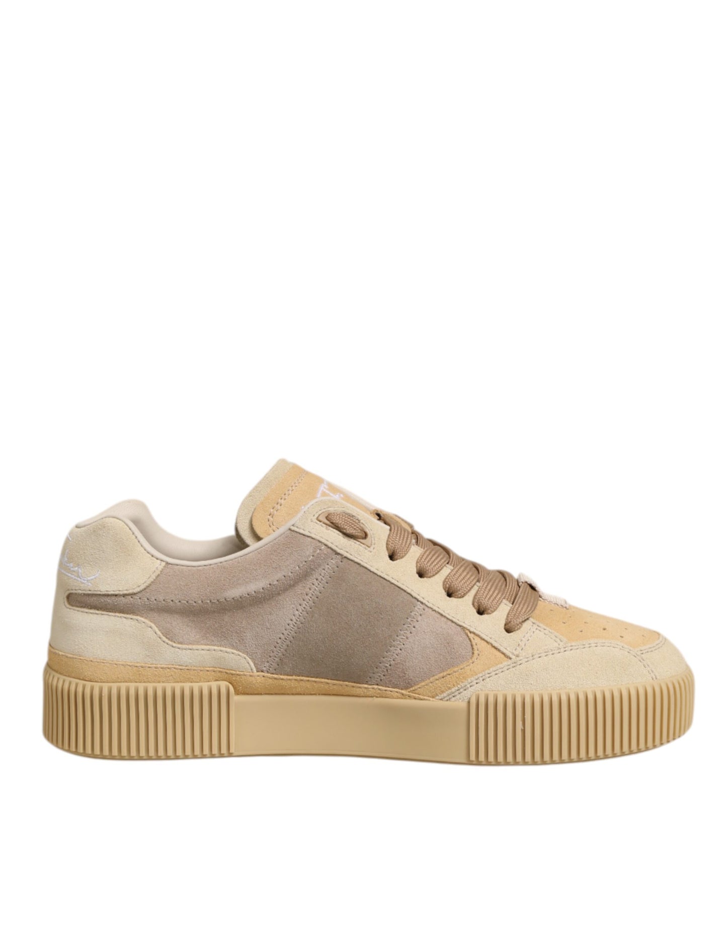 Beige Leather Miami Low Top Sneakers Men Shoes