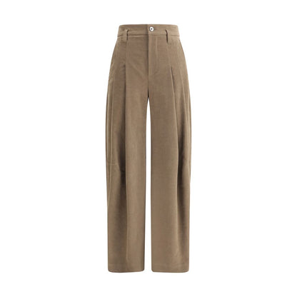 Brown Cotton Casual Pants