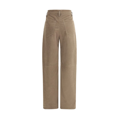 Brown Cotton Casual Pants