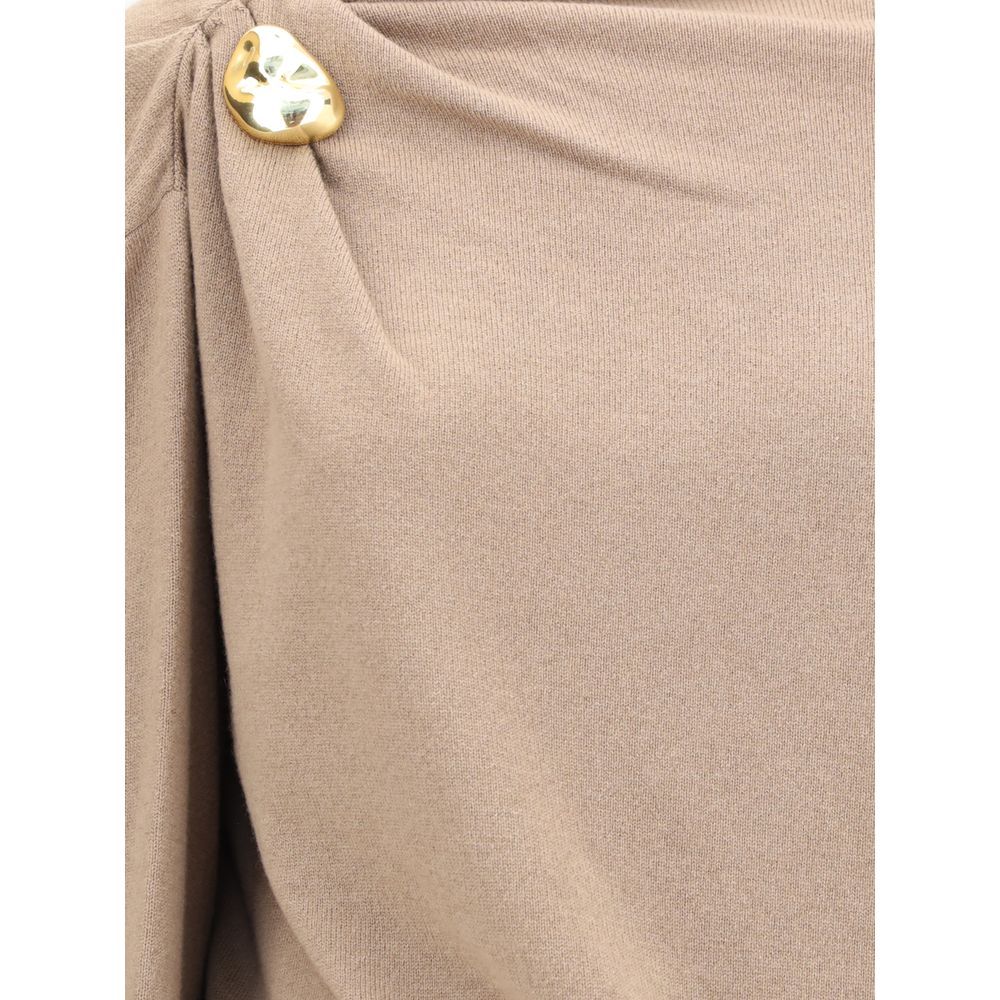 Beige Fleece Wool Casual Dress