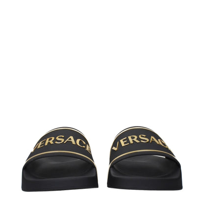 Black Cotton Slippers Sandals