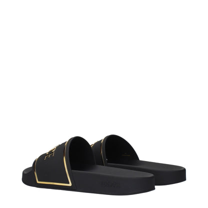 Black Cotton Slippers Sandals