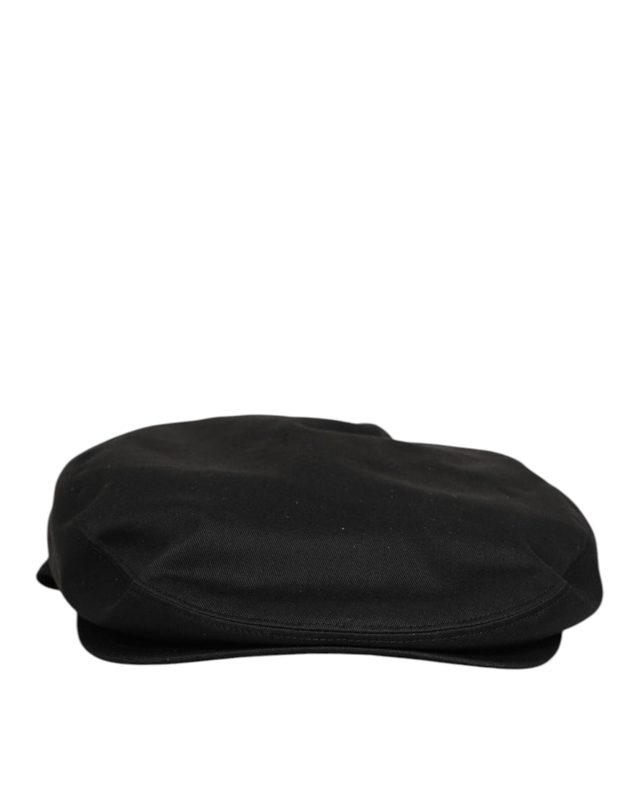Black Cotton Dg Logo Newsboy Cloth Capello Hat