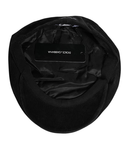 Black Cotton DG Logo Newsboy Cloth Capello Hat