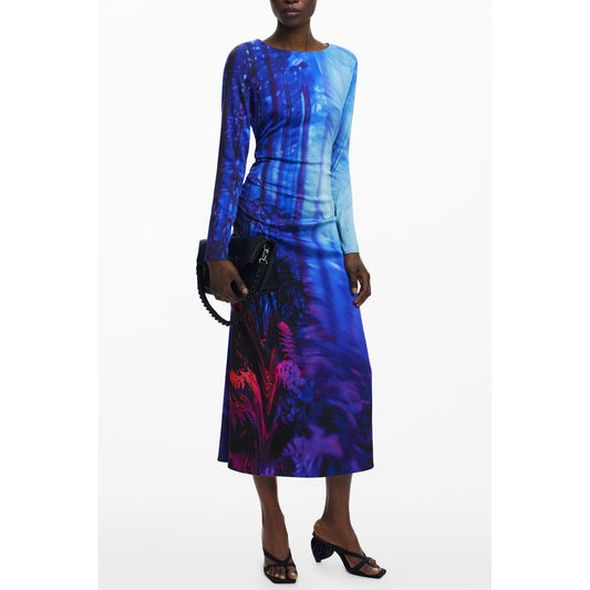 Blue Viscose Women Dress