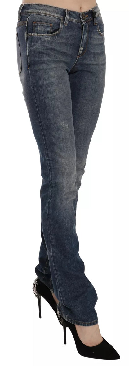 Blue Washed Boot Cut Casual Denim Pants Jeans