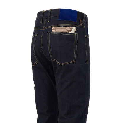 Blue Polyester Tapered Jeans