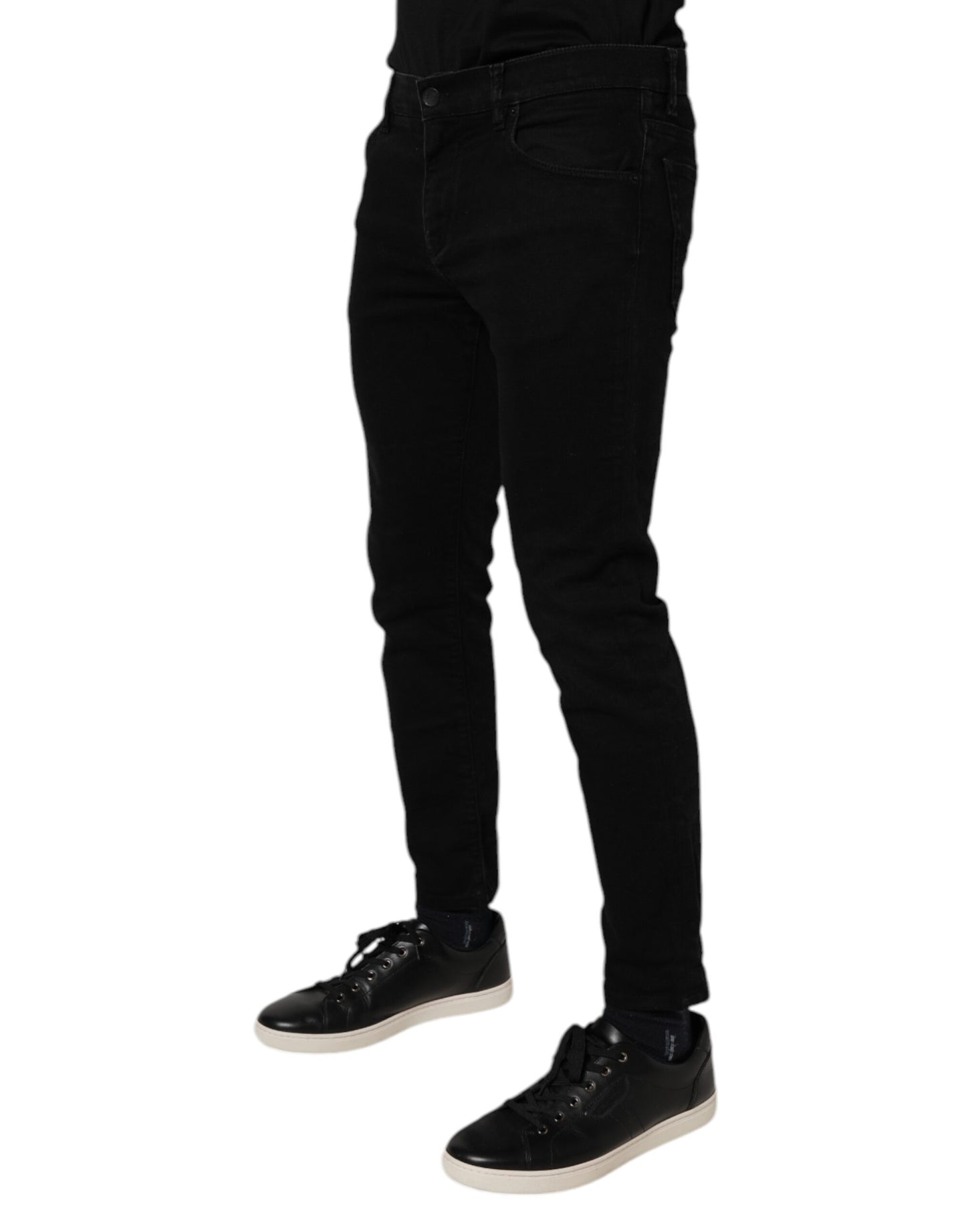 Black Cotton Stretch Skinny Men Denim Jeans