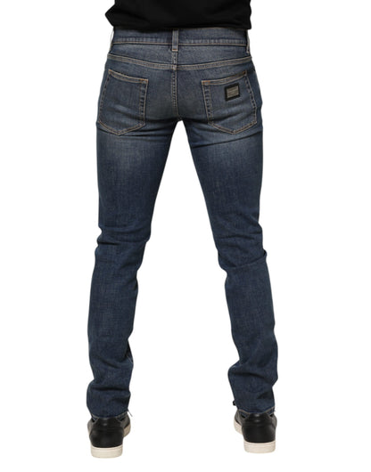 Blue Washed Cotton Skinny Men Denim Jeans