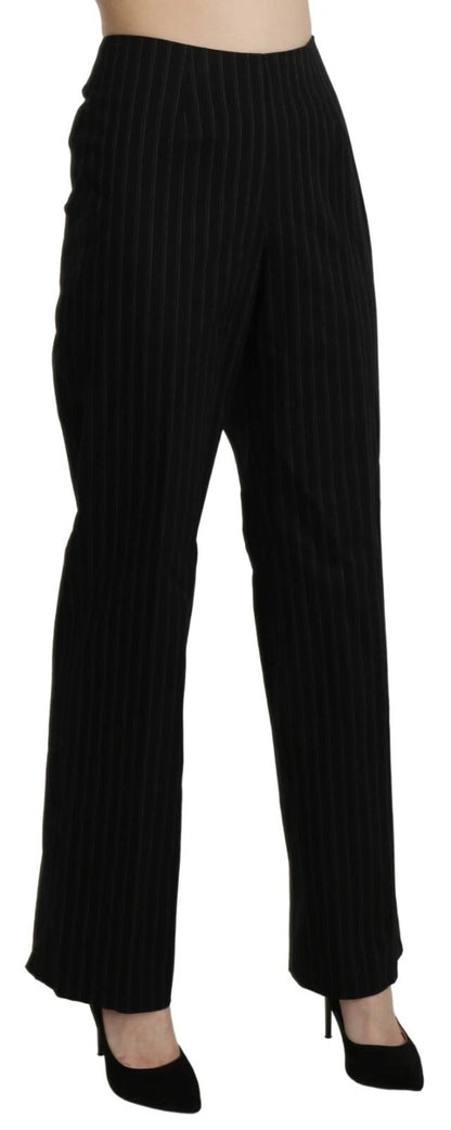 Black High Waist Straight Dress Trouser Pants