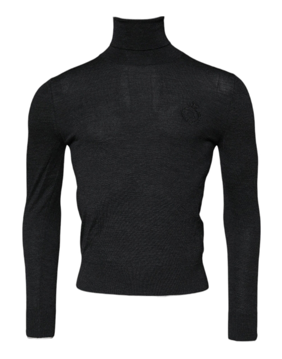 Black Wool Turtle Neck Men Pullover Sweater