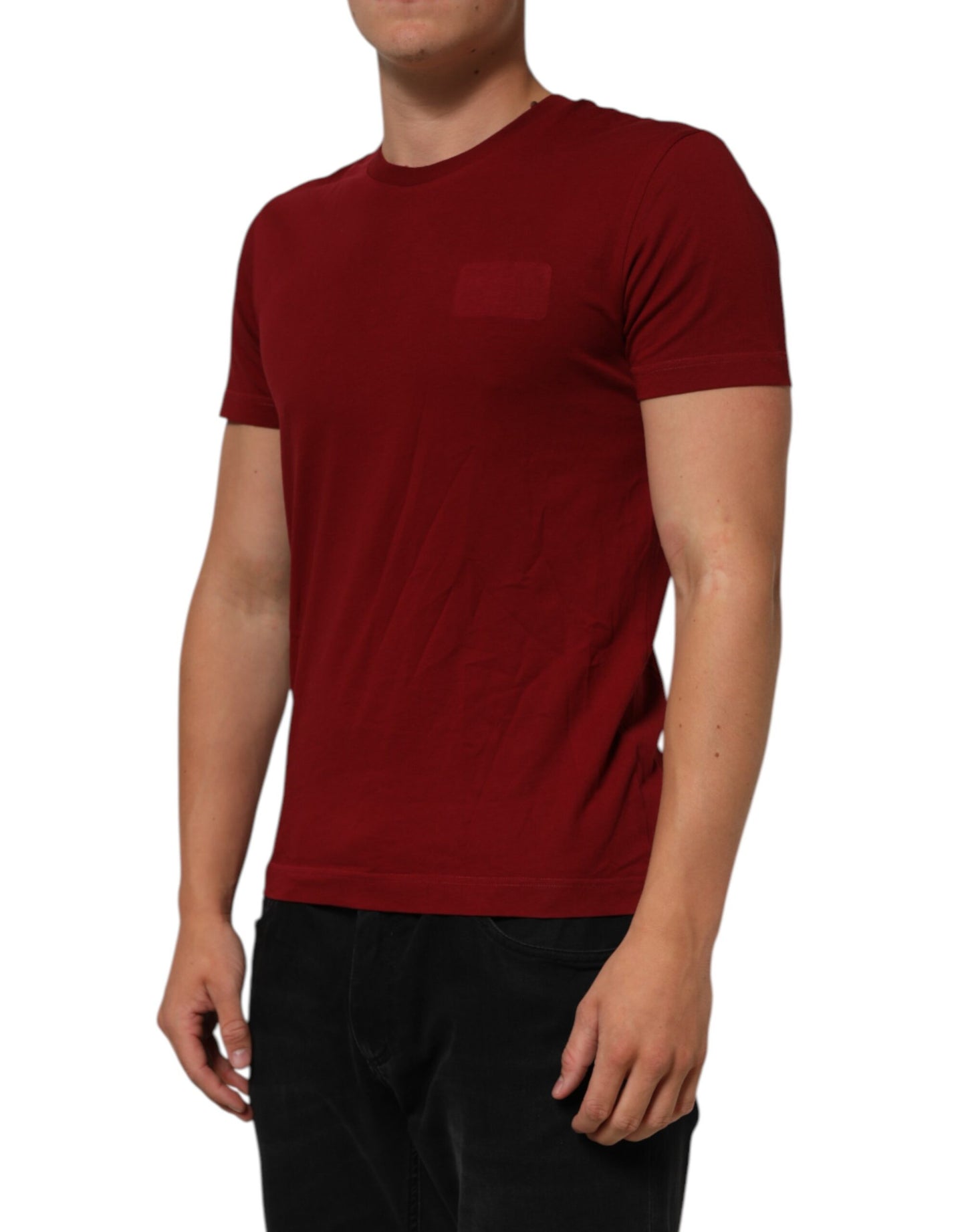 Maroon Cotton Crew Neck Short Sleeves T-Shirt