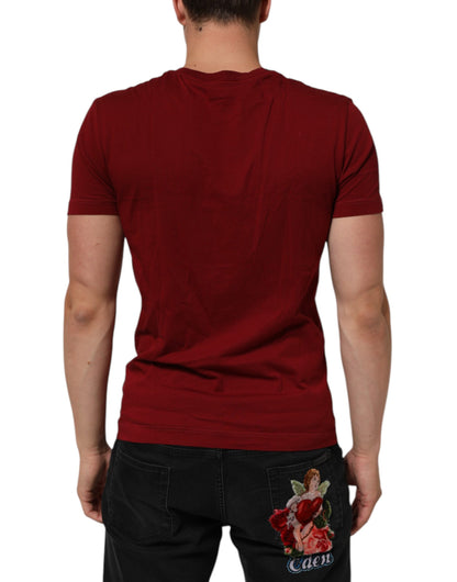Maroon Cotton Crew Neck Short Sleeves T-Shirt