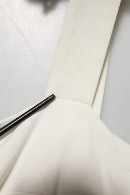 White Floral Lace Sleeveless Midi Dress