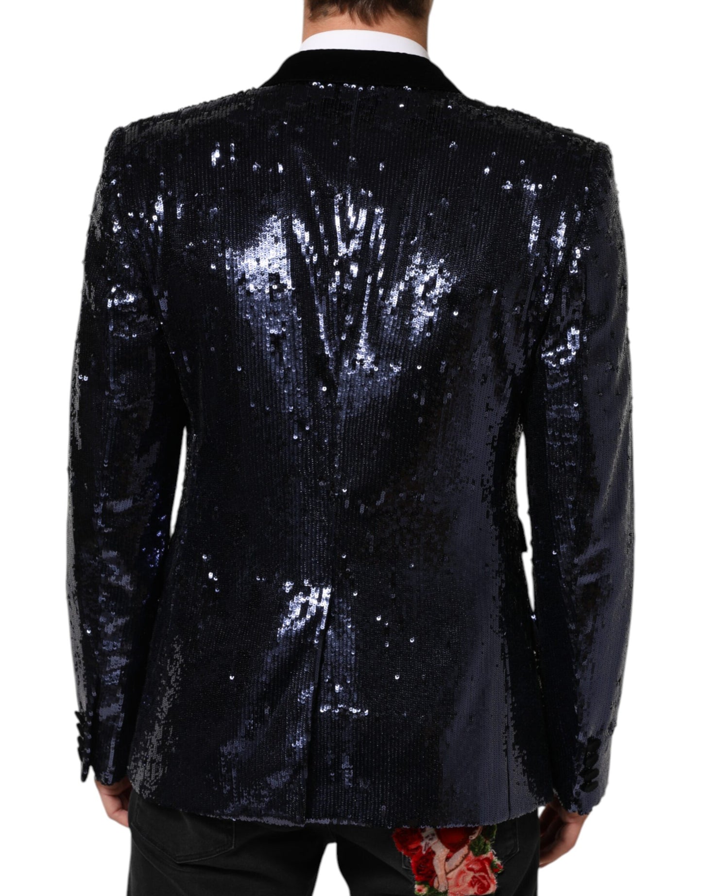 Blue Sequin SICILIA Double Breasted Blazer