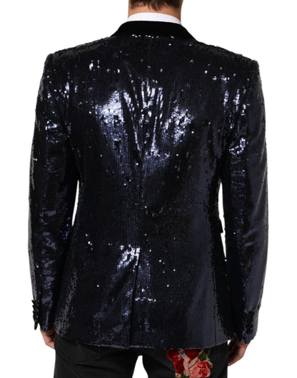 Blue Sequin SICILIA Double Breasted Blazer