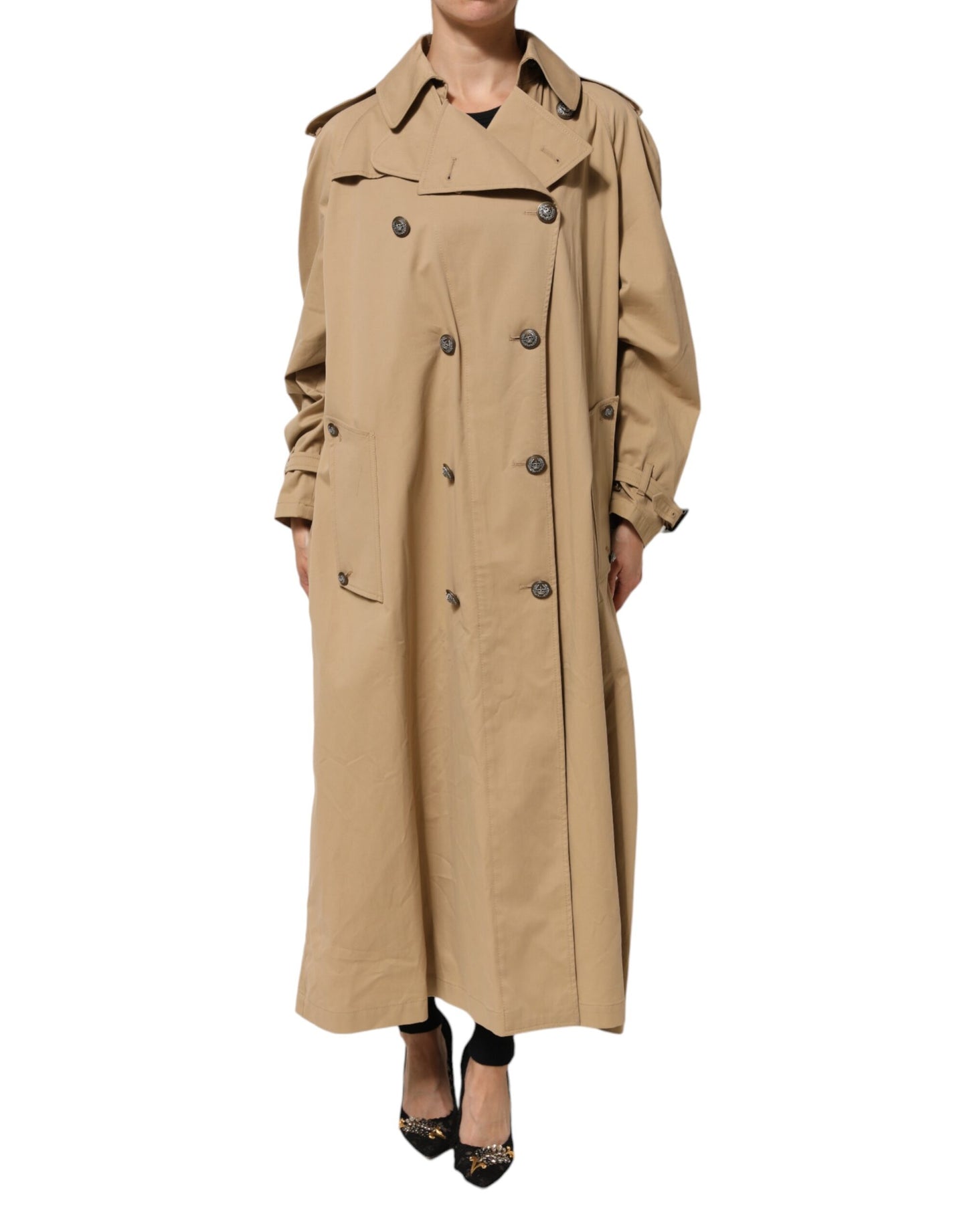 Khaki Double Breasted Trench Coat Jacket