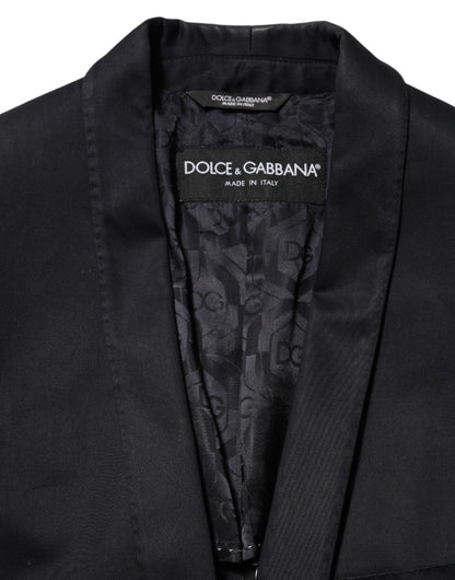Black Cotton 1 Button Suit Jacket Blazer
