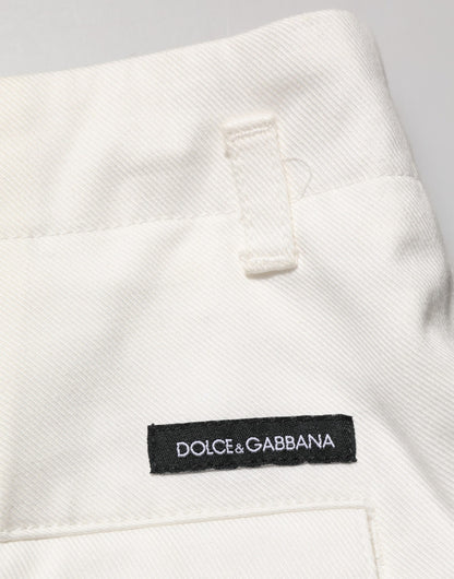 White Cotton Mid Waist Men Bermuda Shorts