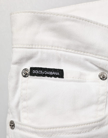 White Graffiti Print Skinny GOLD Denim Jeans