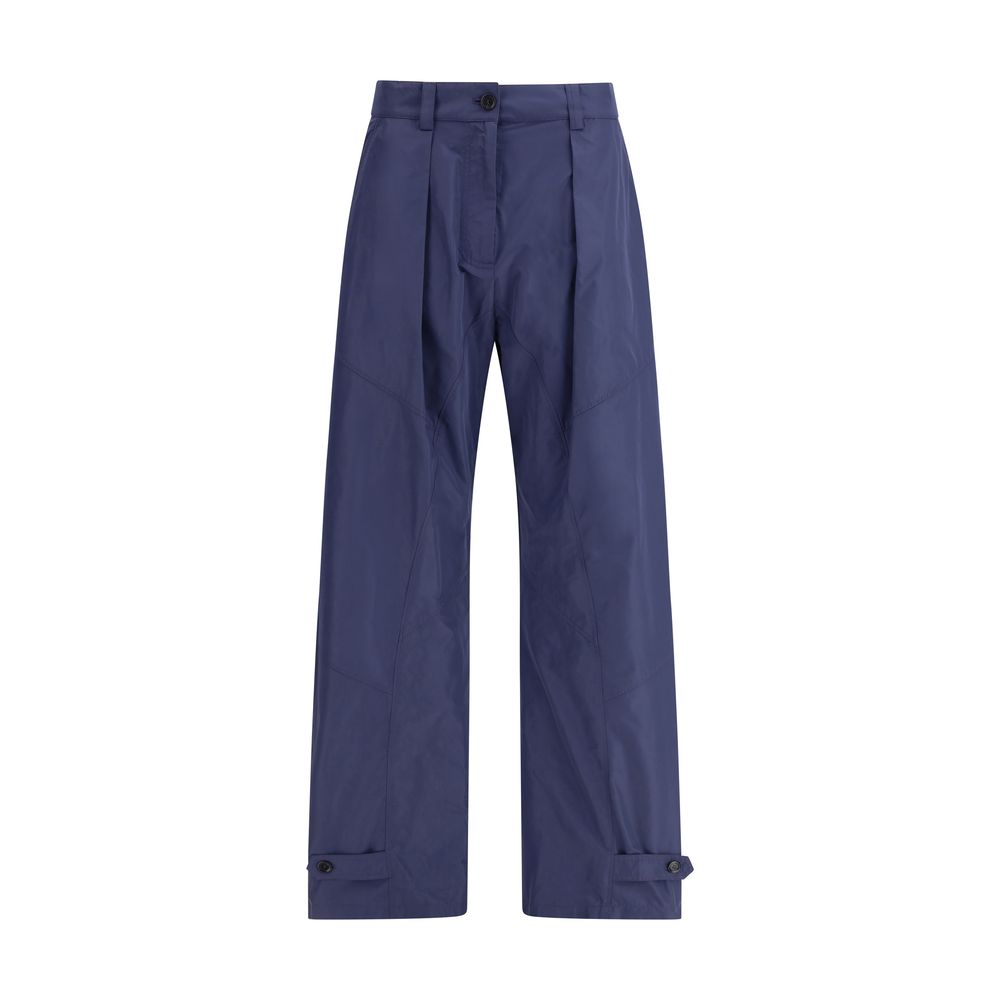 Blue Polyester Casual Pants