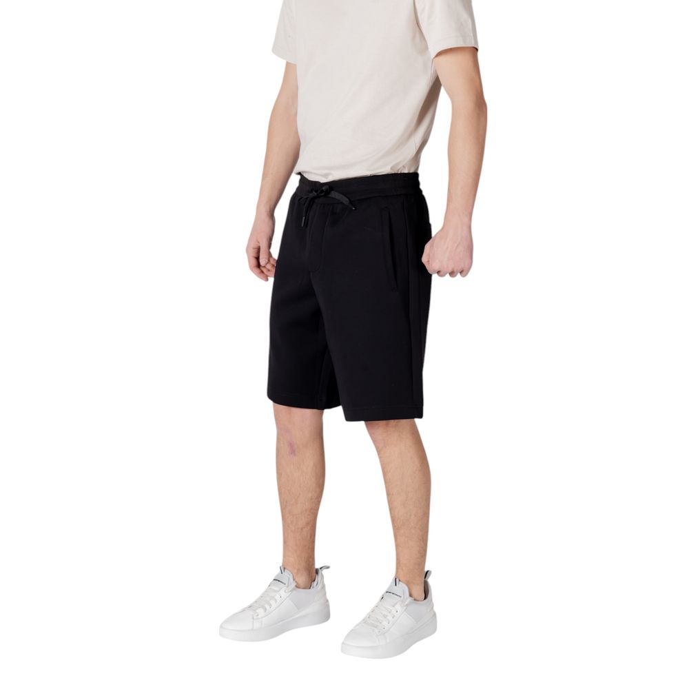 Black Cotton Bermuda Shorts