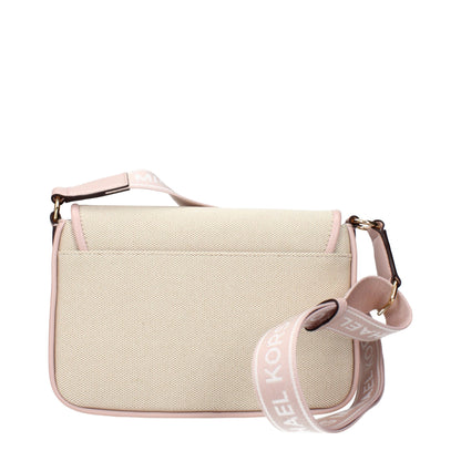 Beige Fabric Crossbody Bag