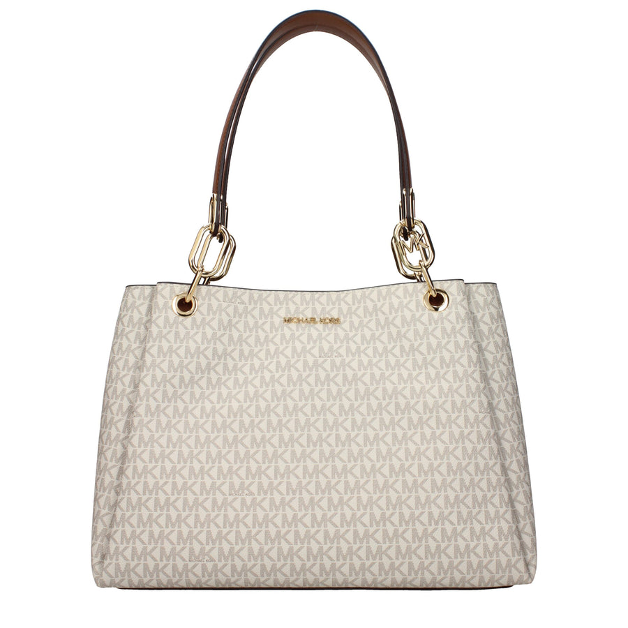 Beige Fabric Shoulder Bags