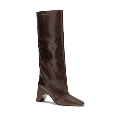 Brown Leather High Heel Boots