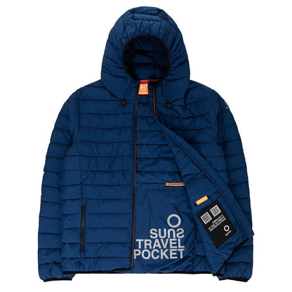 Blue Polyester Men's Quilted Jacket